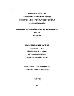 ABSORCIÓN DE CATIONES EN MUSGOS 