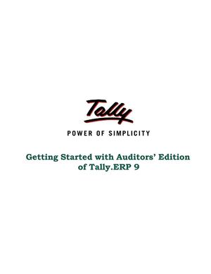 Getting Started with Auditors Edition | Tally Data Conversion | Tally TDL | Tally Features