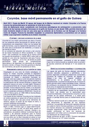 BM 144 Corymbe, base móvil permanente en el golfo de Guinea (ESP)