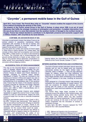 BM 144 “Corymbe”, a permanent mobile base in the Gulf of Guinea (ENG)