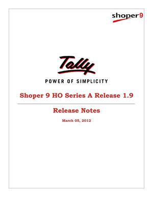 Shoper 9 HO Series A Release 1.9 Release Notes | Oracle to Tally |  SQL to Tally  |  Access to Tally