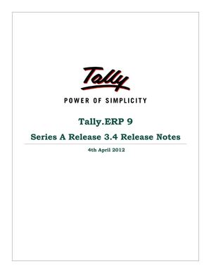 Tally.ERP 9 Release Notes 3.4 |  Tally Implementation Services | Excel to Tally | Oracle to Tally