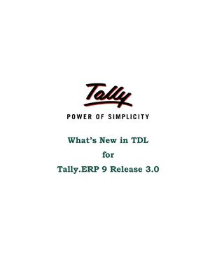 Whats New in TDL | Tally Downloads | Tally Shopper | SQL to Tally 