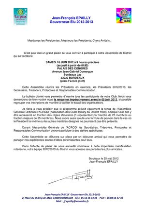 ASSEMBLEE DE DISTRICT 16 JUIN 2012