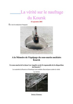 La vérité sur le naufrage du Koursk