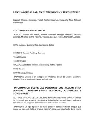 LENGUAS QUE SE HABLAN EN MICHOACAN