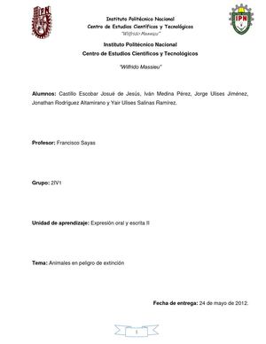 Animales en peligro de extincion