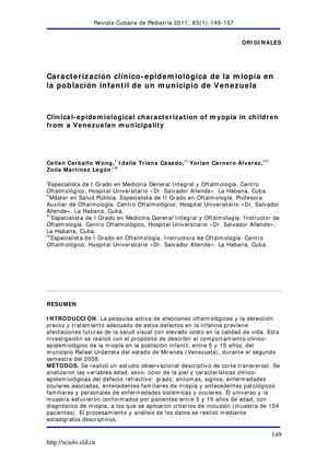 Epidemiologia de la miopía en menores