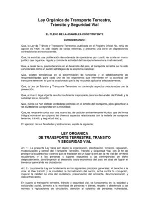 Nueva Ley Transporte Terrestre Ecuador