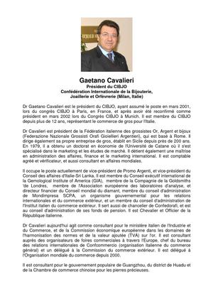Présentation de monsieur Gaetano Cavalieri