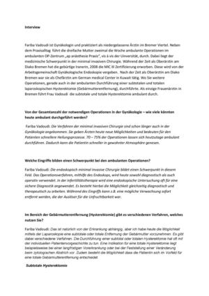 Erste ambulante Hysterektomie in Bremen- Gebärmutterentfernung