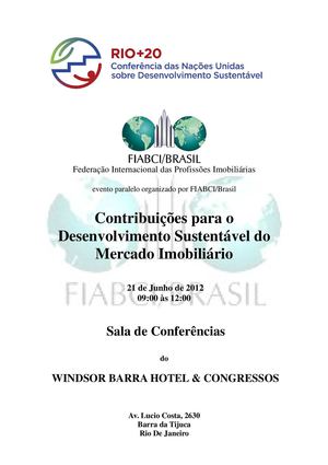 Programação do evento paralelo Fiabci/Brasil no Rio+20