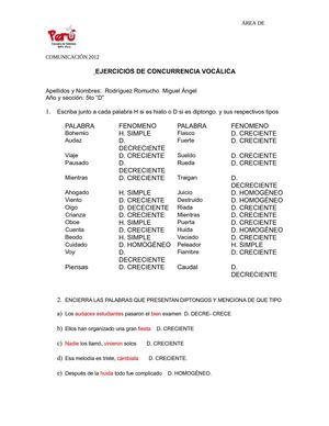 EJERCICIOS DE ACENTUACIÓN