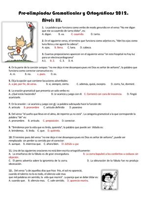 Pre-olimpiadas  de ortografia y gramatica .