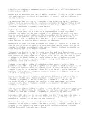 MasterCard to Launch PayPass Wallet