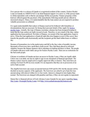 Faxless Payday Loans in Canada on ASSISTANCE: Fast Finance, No Faxing