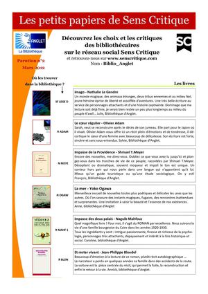 Les petits papiers de Sens Critique mars 2012