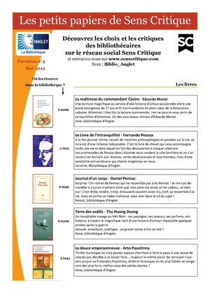 Les petits papiers de Sens Critique mai 2012