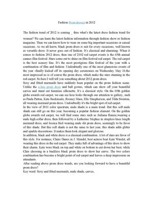 Fashion Prom dresses in 2012