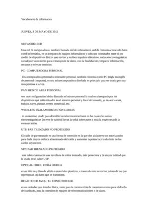 VOCABULARIO DE INFORMATICA