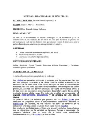 SECUENCIA DIDÁCTICA   TEMA CÉLULA