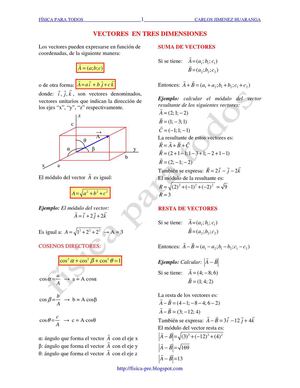 VECTORES  TRIDIMENSIONALES 