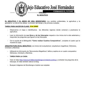 EL NEOLÍTICO Y LA VIDA SEDENTARIA