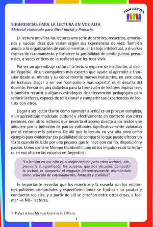 Leer en voz alta- Plan Nacional de Lectura