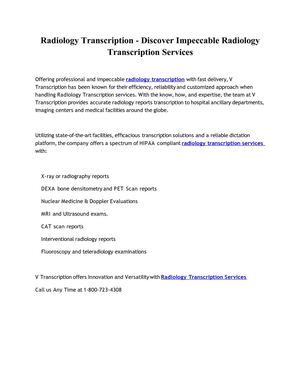 Radiology Transcription - Discover Impeccable Radiology Transcription Services