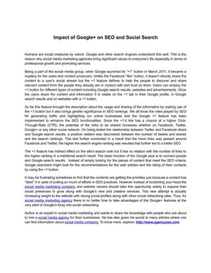 Impact of Google+ on SEO and Social Search