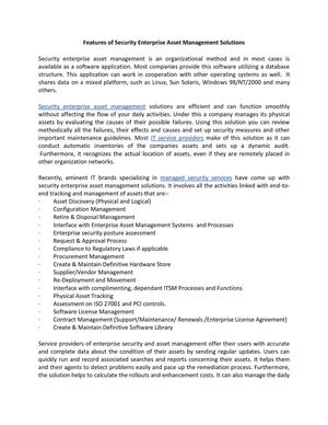 Features of Security Enterprise Asset Management Solutions