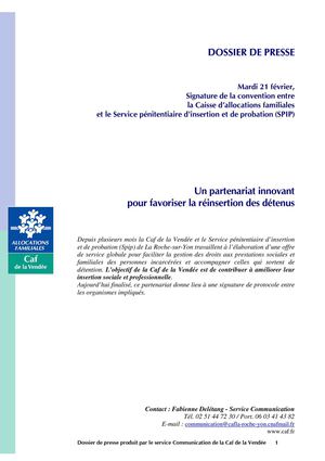 Dossier de presse CAF85/SPIP