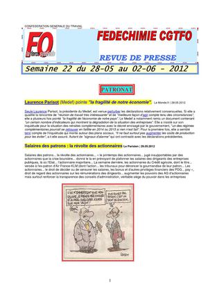 FEDECHIMIE CGTFO - Semaine 22 - 2012