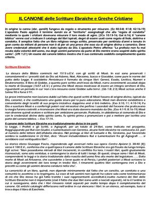 IL CANONE DELLE SCRITTURE