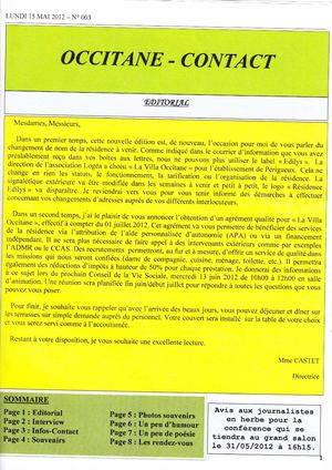 Editorial N° 3 : Occitane Contact