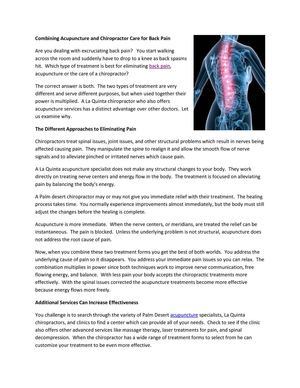 Combining Acupuncture and Chiropractor Care for Back Pain 