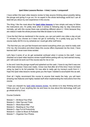 Ipad Video Lessons Review