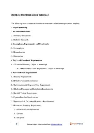 Business Development Documentation Template