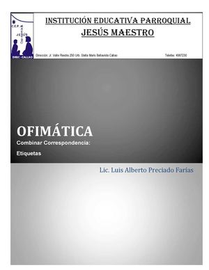 Combinar Correspondencia: Etiquetas