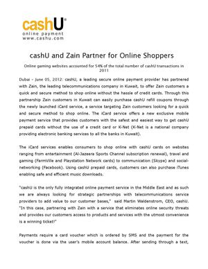 cashU and Zain Partner for Online Shoppers
