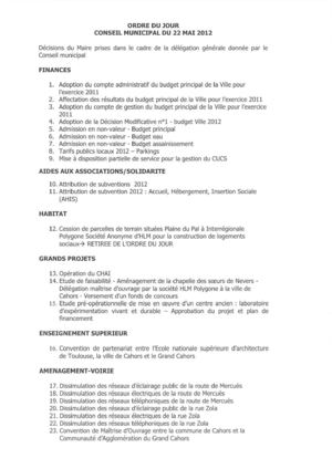 Conseil municipal du 22 mai 2012