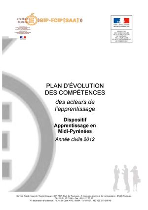 Plan d'évolution des compétences des acteurs de l'apprentissage