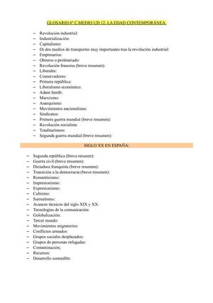 Glosario C.Medio UD 12. 6º PRIMARIA. LA EDAD CONTEMPORÁNEA.