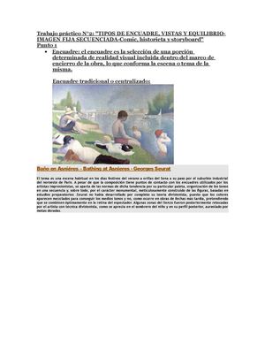  Trabajo práctico N°2: "TIPOS DE ENCUADRE, VISTAS Y EQUILIBRIO-IMAGEN FIJA SECUENCIADA-Comic, historieta y storyboard"