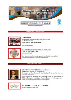 Newsletter n°17 - juin 2012