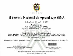Certificado Sena Jair Godoy Yanez