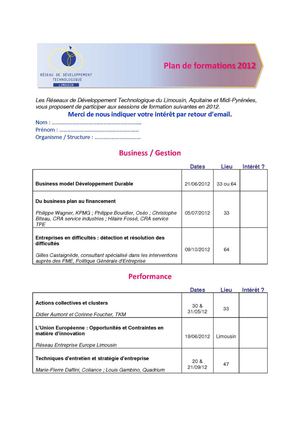 Plan de Formation Interregional RDT 2012