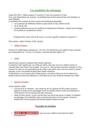Les modalités du rattrapage