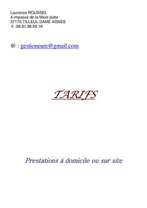 Tarif du gestioneure, secrétaire indépendante ou salariée.