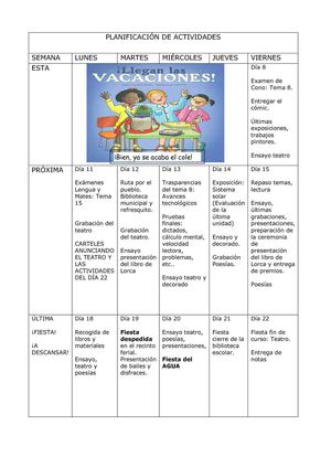 PLANIFICACIÓN DE ACTIVIDADES